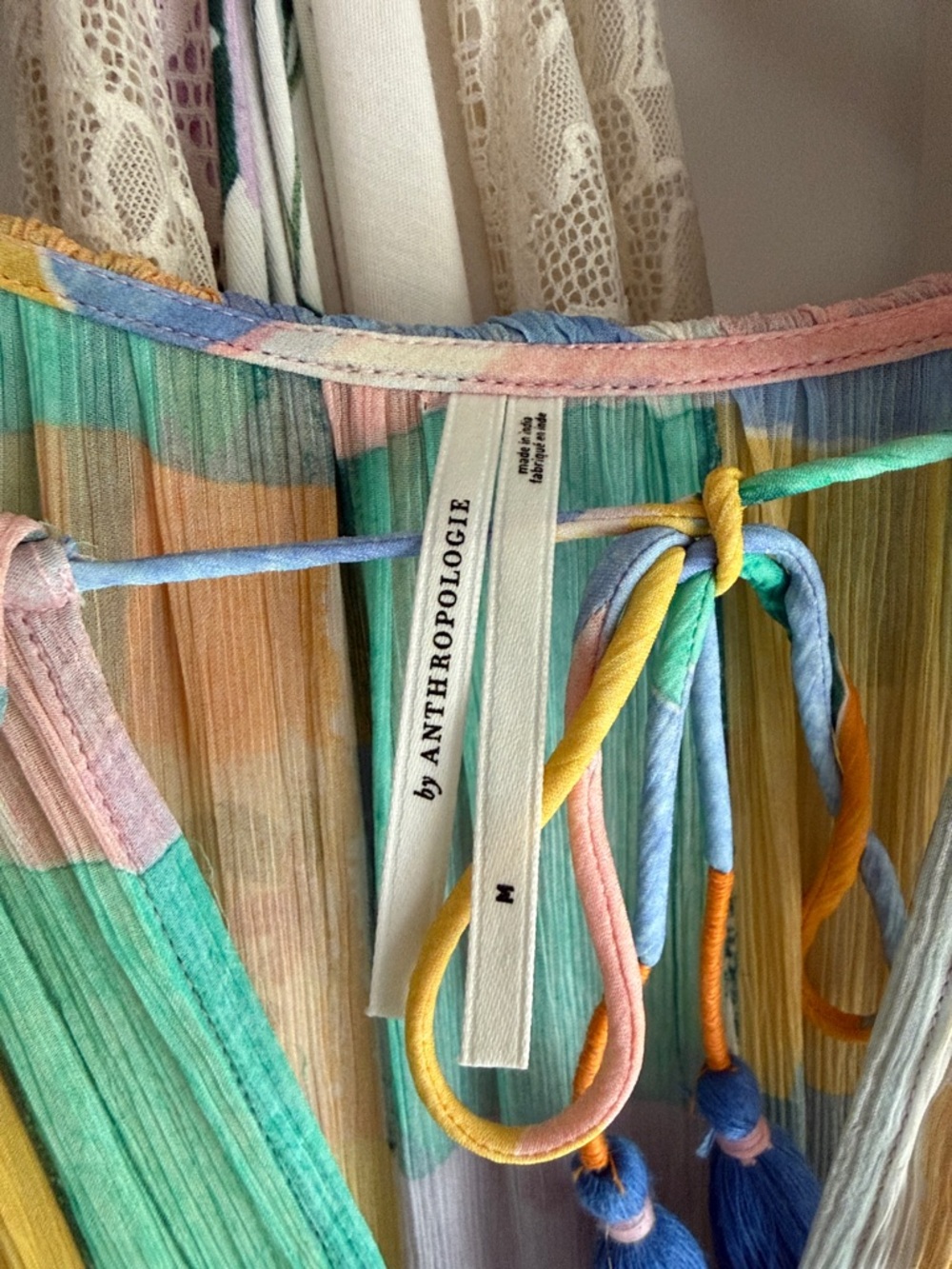Anthropologie Patchwork Maxi Dress in Yellow, Green & Blue - Picture 2 of 6